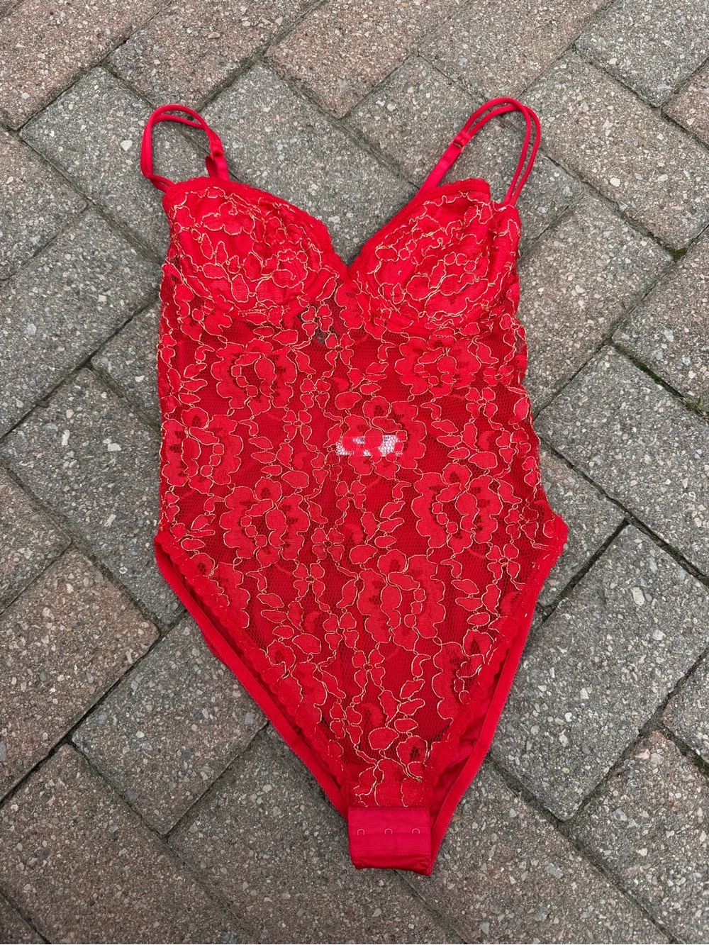 VTG Lace Lingerie Bodysuit Size Large